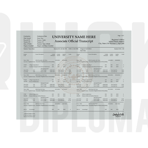 Associate Degree Transcripts replacement associate college university diploma transcript mark sheet