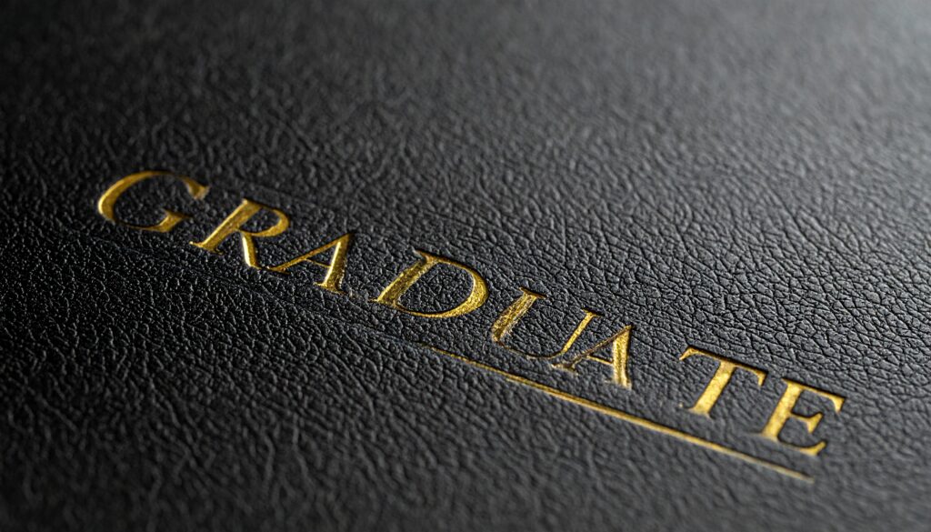 Diplomas Folders & Covers 3 Black leatherette diploma folder with gold foil embossed text reading DIPLOMA on textured cover