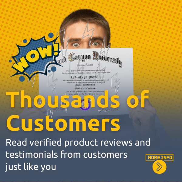 4.8 star customer rating from thousands of satisfied diploma replacement customers with verified reviews