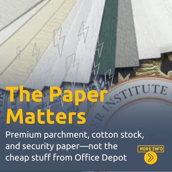 Authentic paper stock for replica diplomas - The paper matters - Quick Diplomas