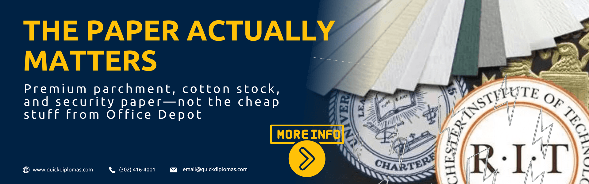premium-diploma-paper-parchment-cotton-stock Premium diploma paper options including parchment and cotton stock with university seal detail