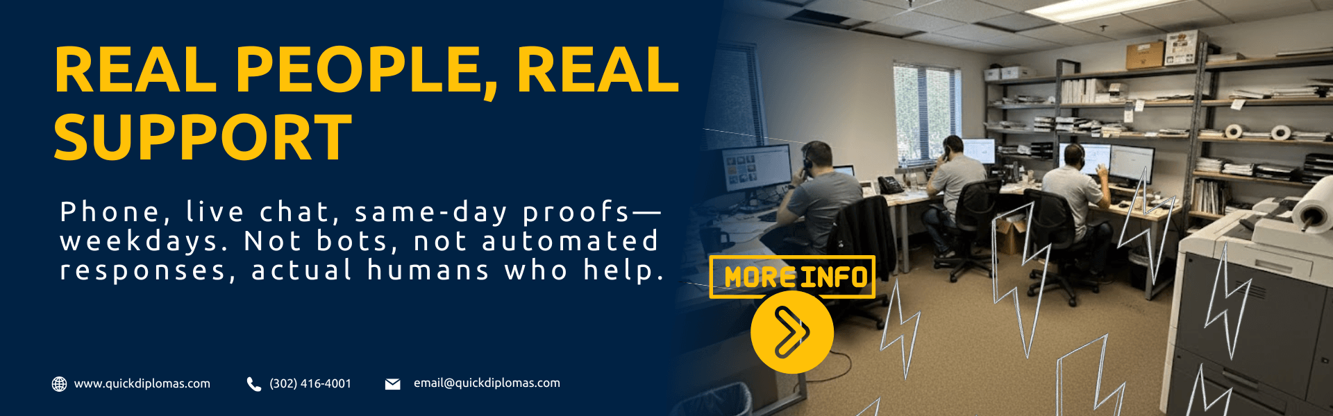 real-customer-support-phone-chat-diplomas Real customer service team providing phone and live chat support for diploma orders - not bots or automated responses