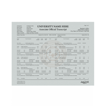 Replacement Associate Transcript