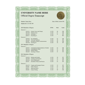 Replacement Bachelor Transcript