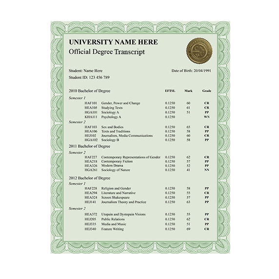 Replacement Transcripts 10 Replacement Bachelor Transcript
