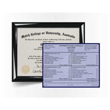 Australia College Diplomas and Transcripts 1 College University Diploma Match with Transcript, Australia