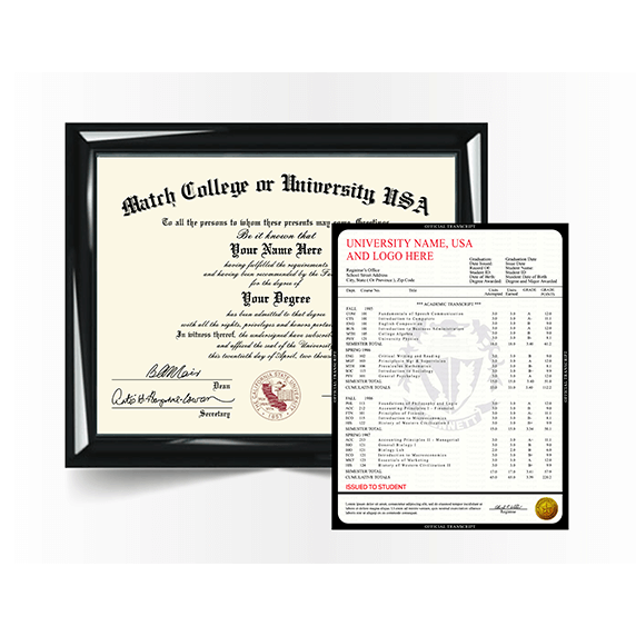 College University Diploma Match with Transcript, USA