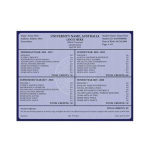 College University Transcript, Australia