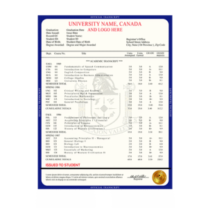 College University Transcript, Canada