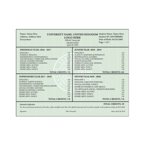 College University Transcript, United Kingdom
