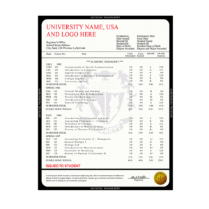 College University Transcript, USA