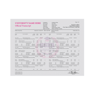 Replacement Doctorate Transcript