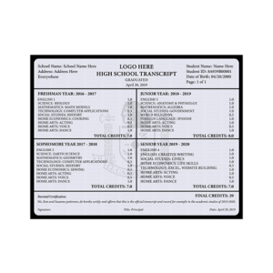GED Transcript & Score Sheet