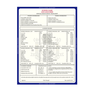 High School Transcript