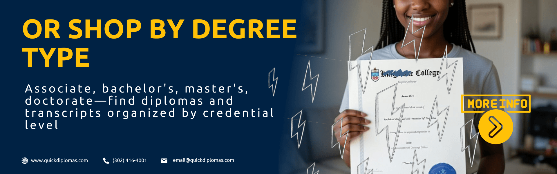 shop-diplomas-by-degree-type-level Shop replacement diplomas by degree type: associate, bachelor, master, doctorate with custom formatting