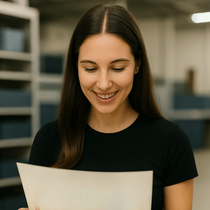 Woman reviewing her custom USA college and university documents from Quick Diplomas